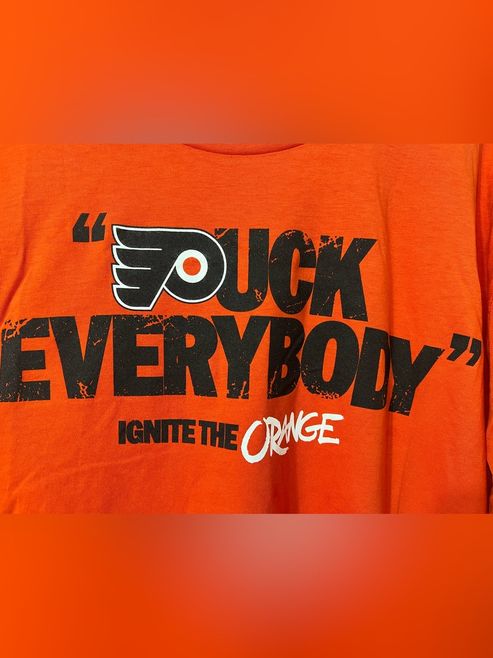 Philadelphia Flyers Hockey “Puck Everybody” Orange Tee - 'Ignite the Orange' - Picture 2 of 7